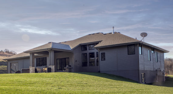 backyard and exterior of custom Omaha home