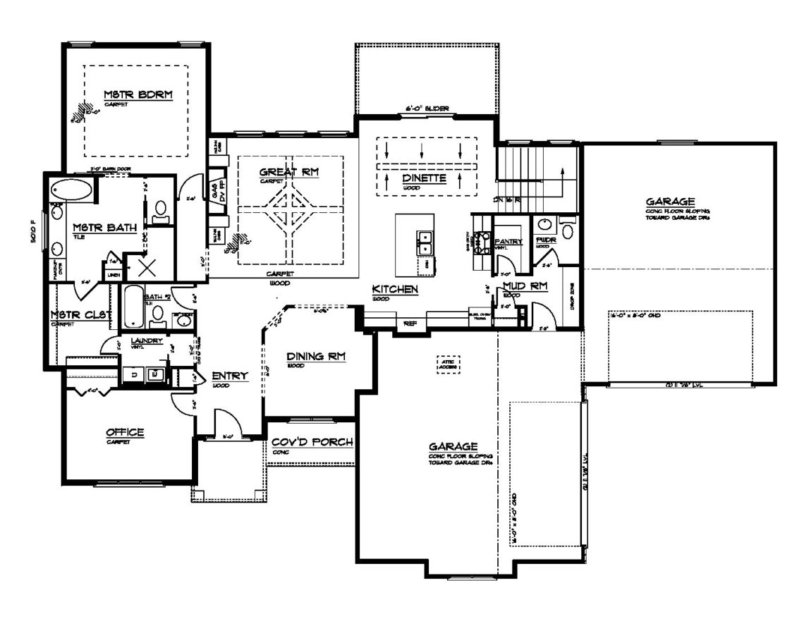 Ranch plan with dining room and large garage - HBC Homes